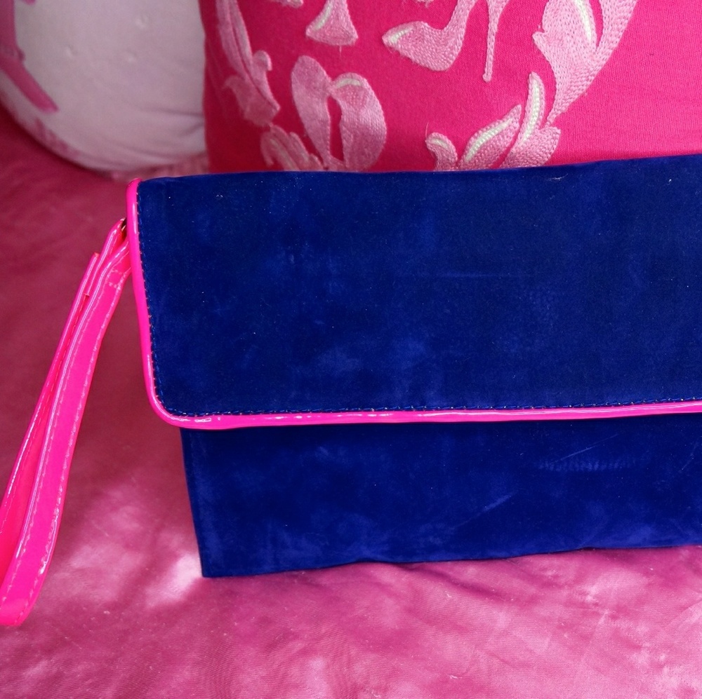 Wristlet pink blue clutch